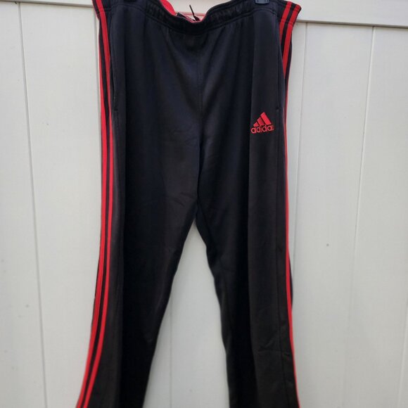 Adidas Joggers Loungewear Track Pants XL- BLACK/RED 3 STRIPES - Picture 2 of 4
